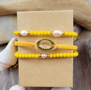 Handmade Minimalist Dainty Summer Beach Glass Bead Bracelet Set Of 3